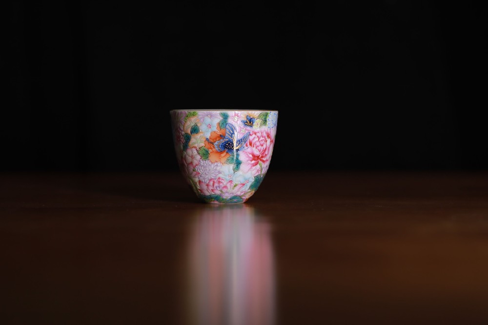 万花卧足缸杯