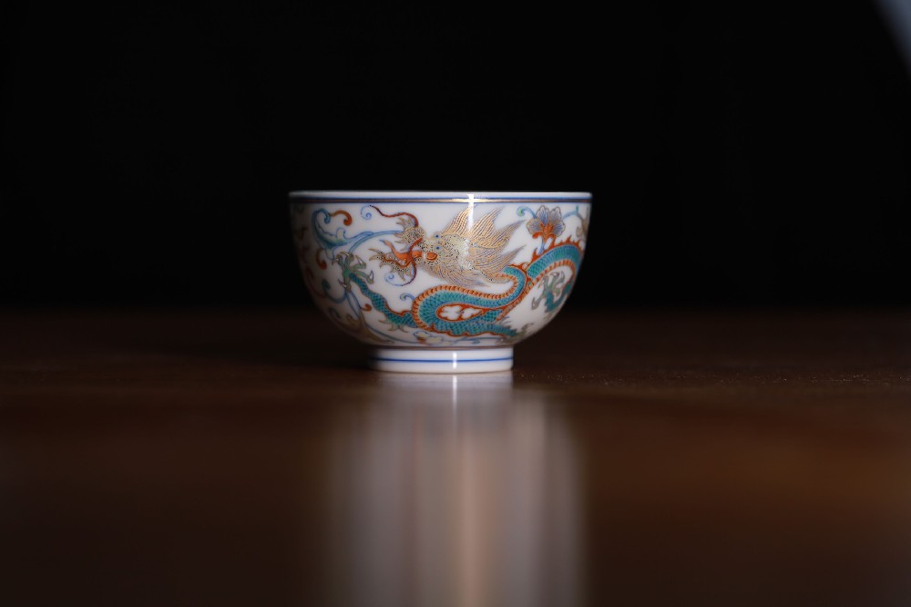 龙凤斗彩扩口杯