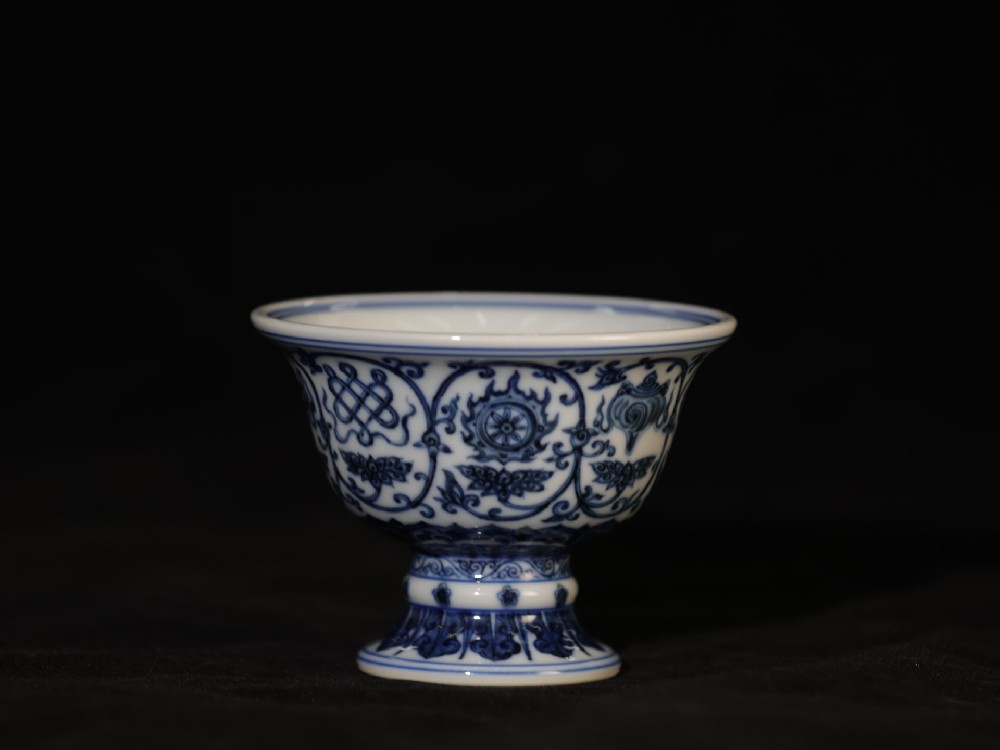 仿明莲托梵文高足压手杯