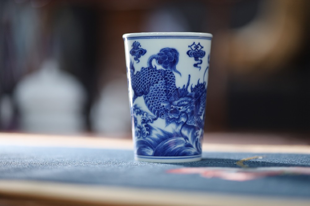 青花麒麟可乐杯