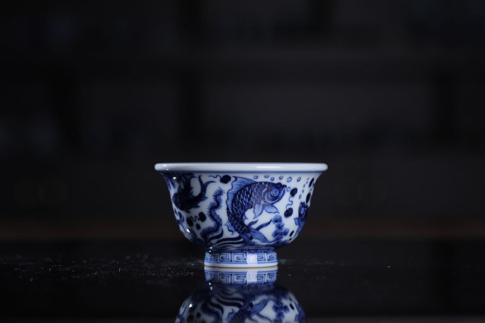 仿明大小鱼藻压手杯
