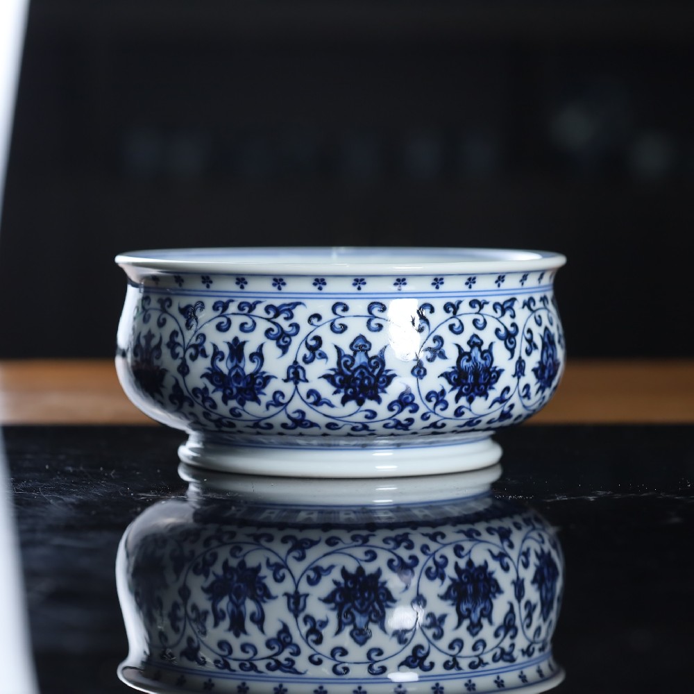 刘建锋青花永乐缠枝莲水洗