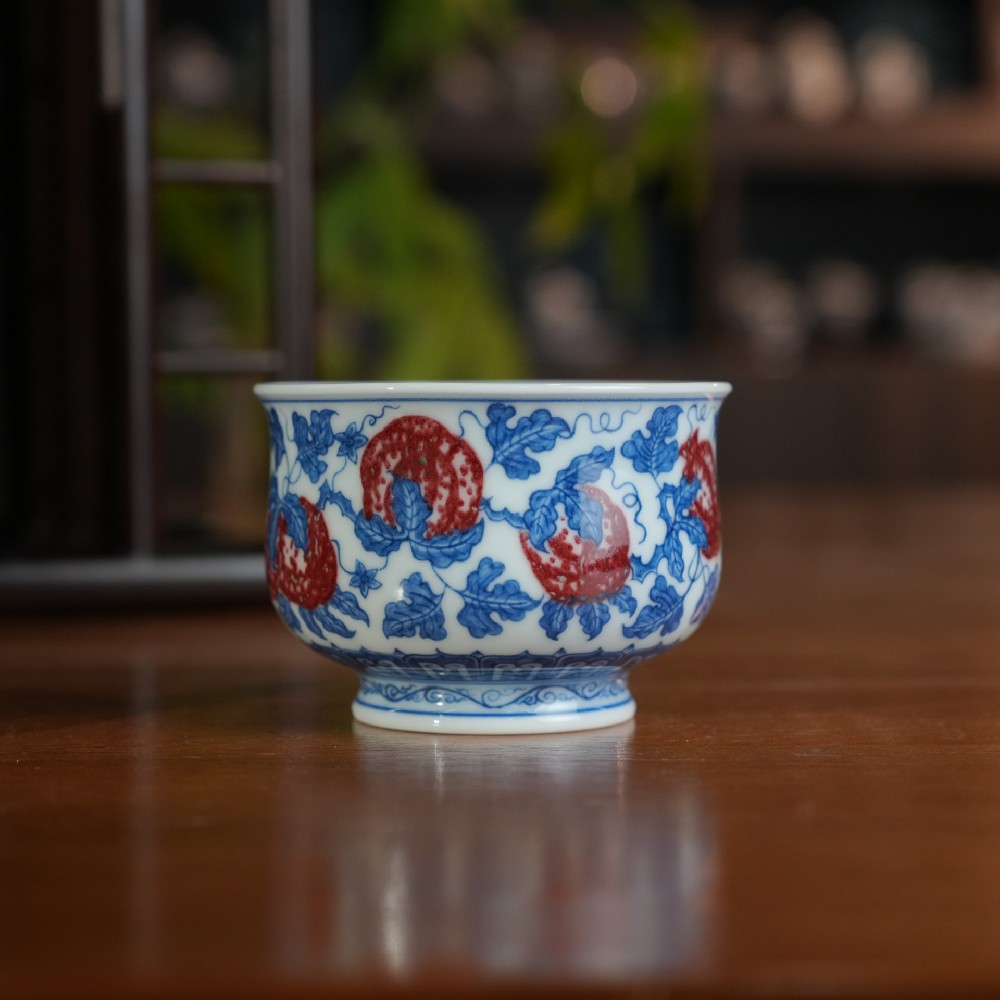 刘建锋窑釉里红西瓜炉式杯