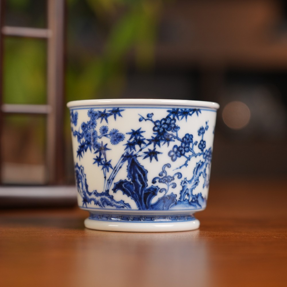 刘建锋窑仿明松竹梅容天杯