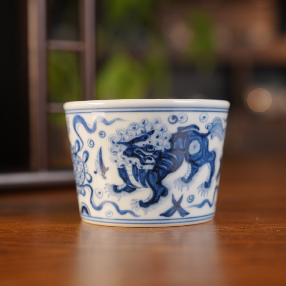 刘建锋窑仿元狮子冰桶杯