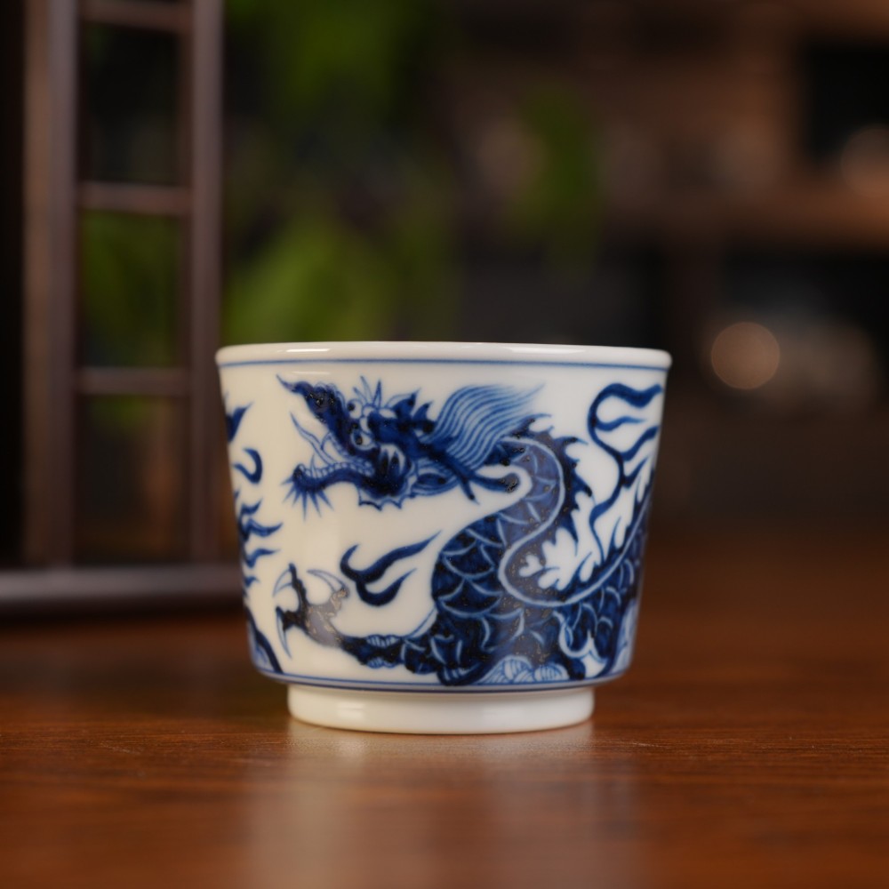 刘建锋窑仿元鱼化龙直口杯