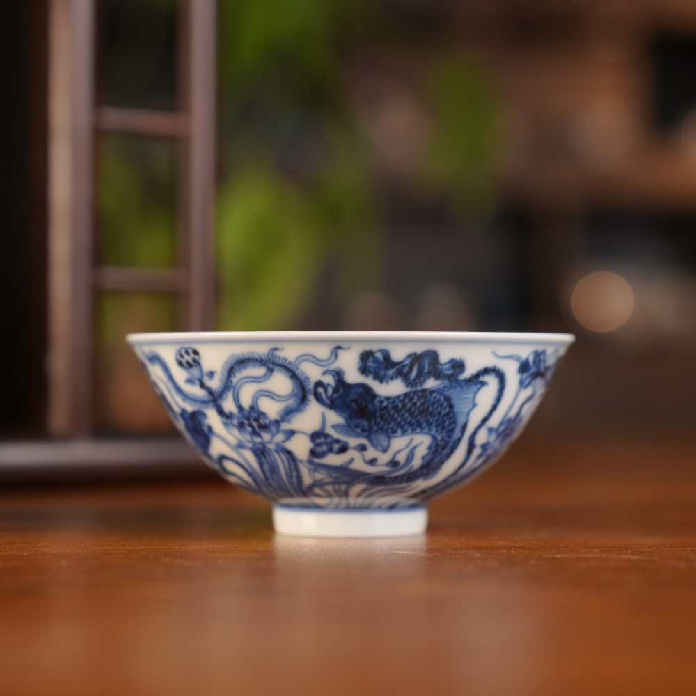 刘建锋窑仿明鱼草鸡心杯