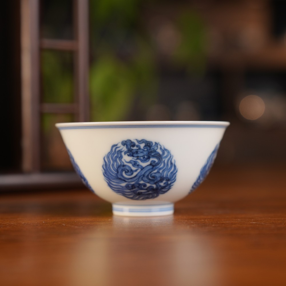 刘建锋窑仿明团凤斗笠杯