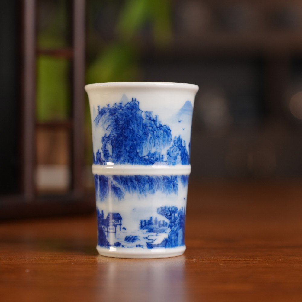 刘建锋窑山水竹节杯