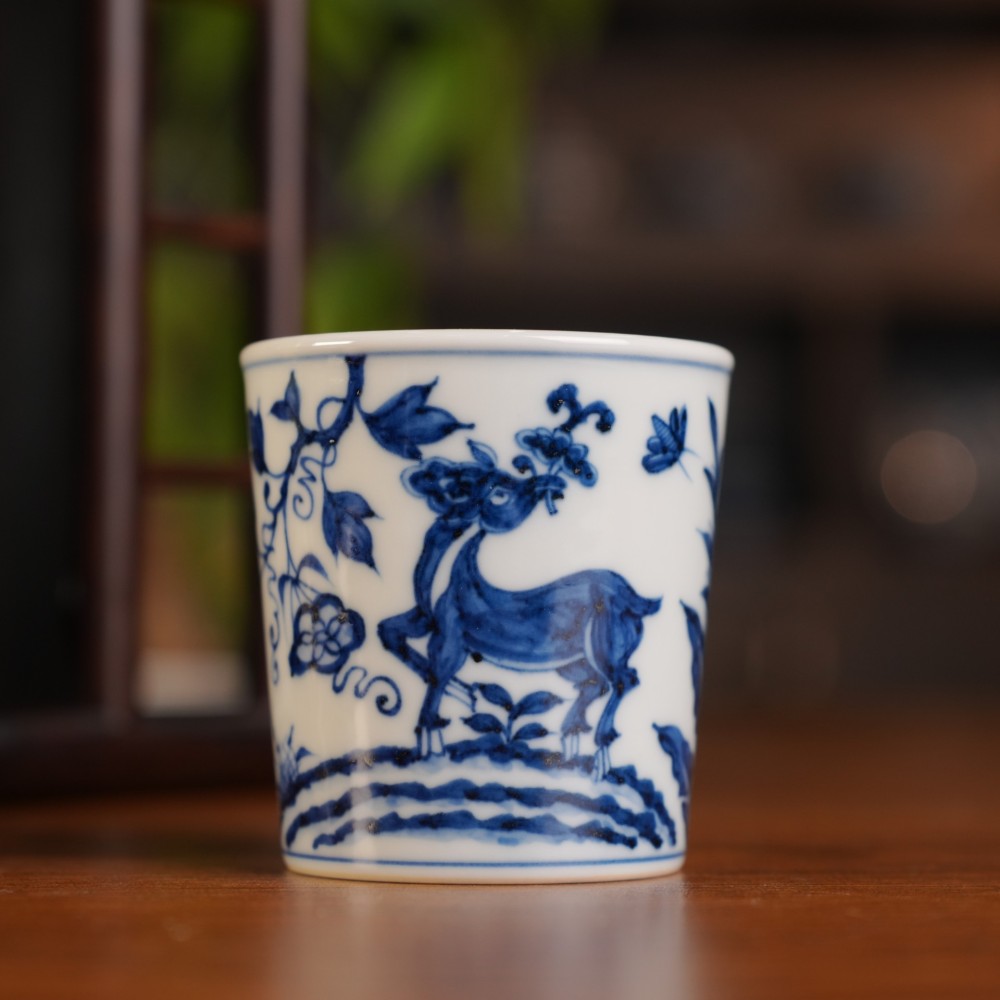 刘建锋窑仿元麋鹿直口杯