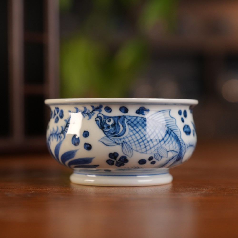 刘建锋窑仿元鱼草矮炉式杯