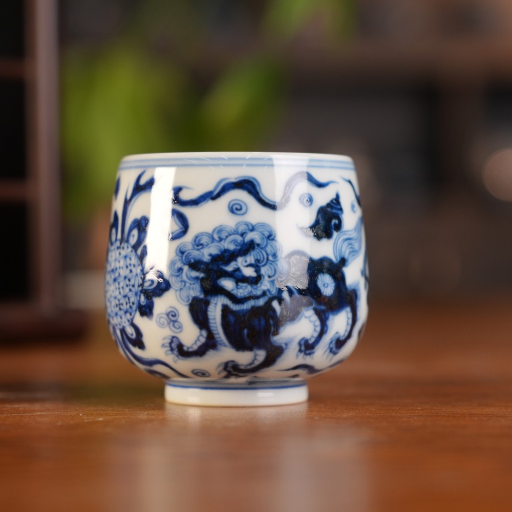 刘建锋窑仿元狮子鱼蛋杯