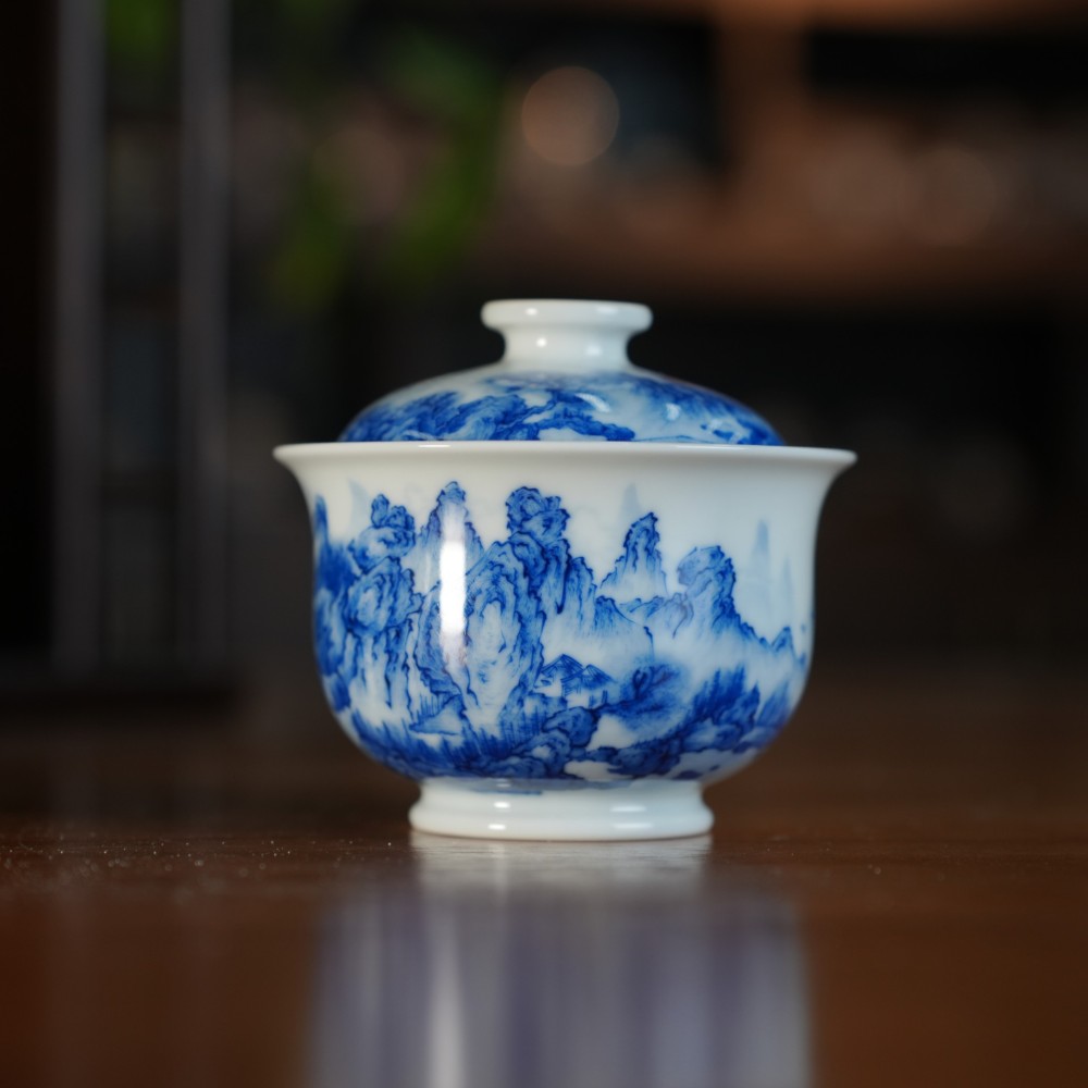 刘建锋窑山水炉式盖碗