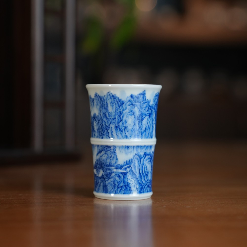 刘建锋窑山水竹节杯