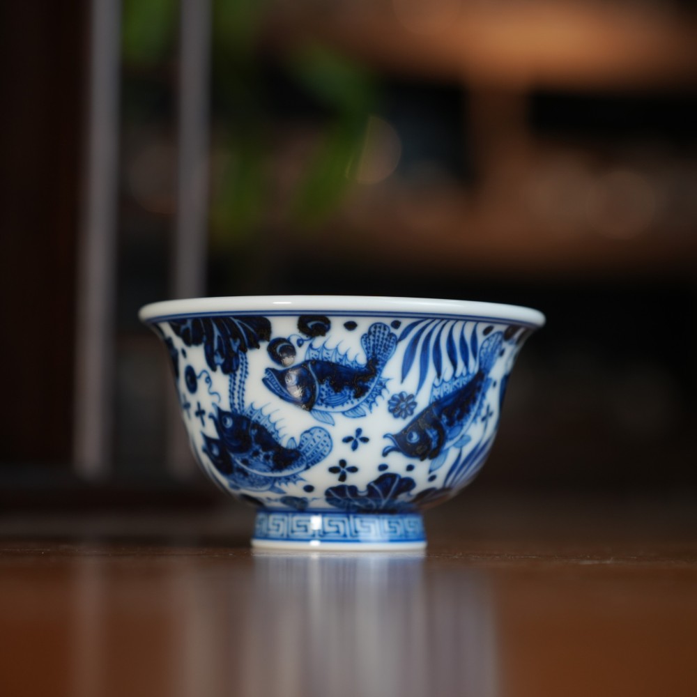 刘建锋窑仿元鱼草压手杯